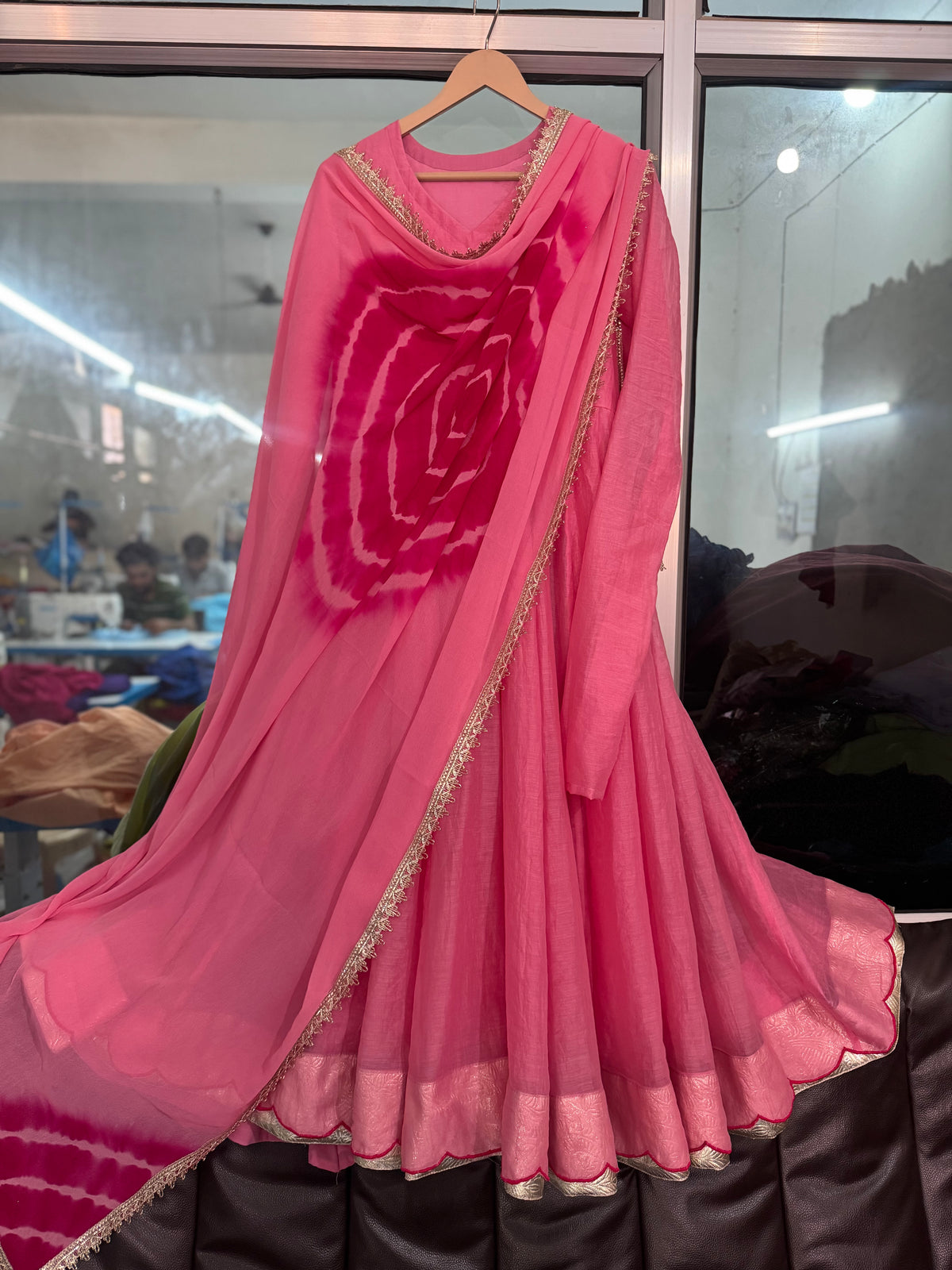 pink Tai-dye Anarkali