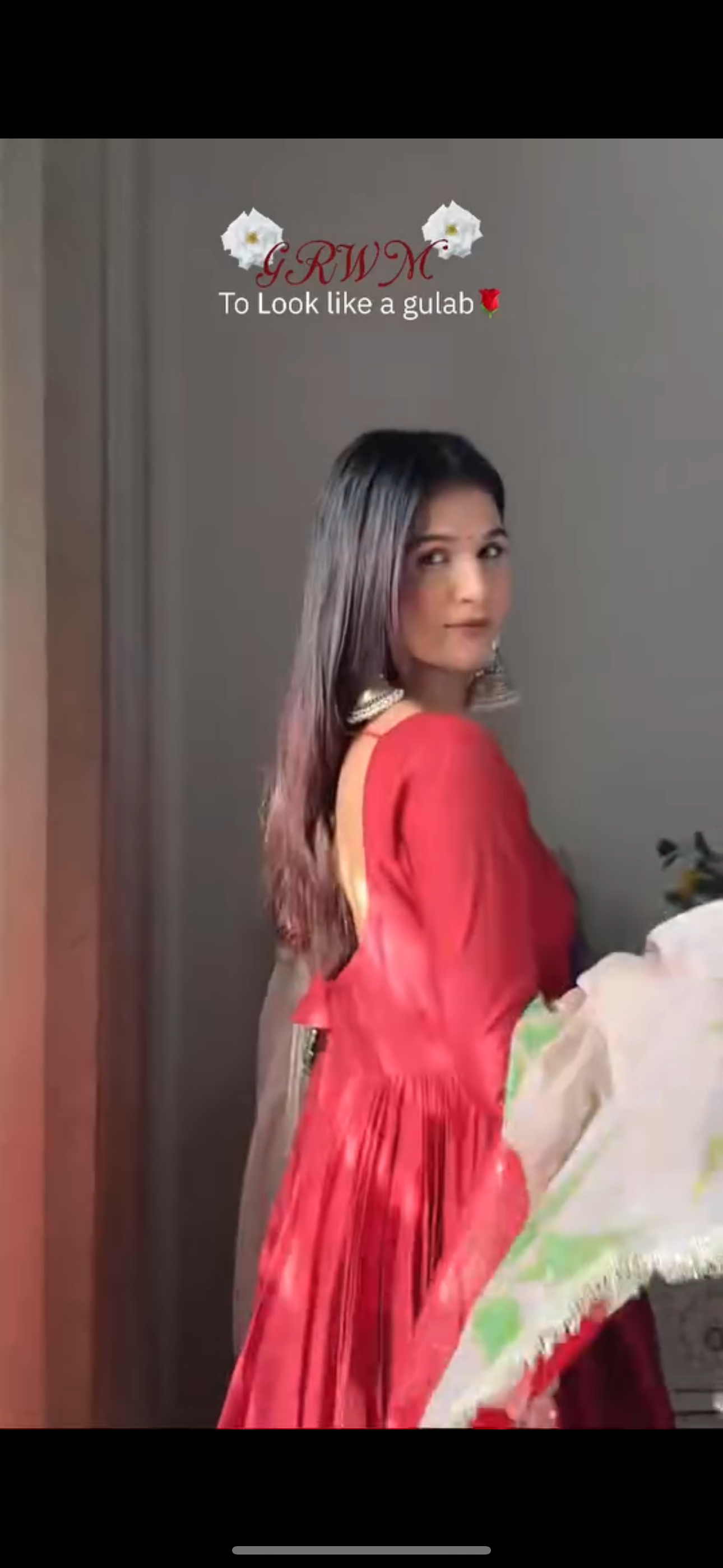 Cherry Red Anarkali set