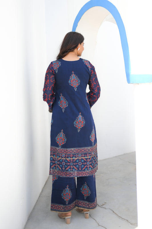 Indigo Hand Block Printed Co-Ord Set