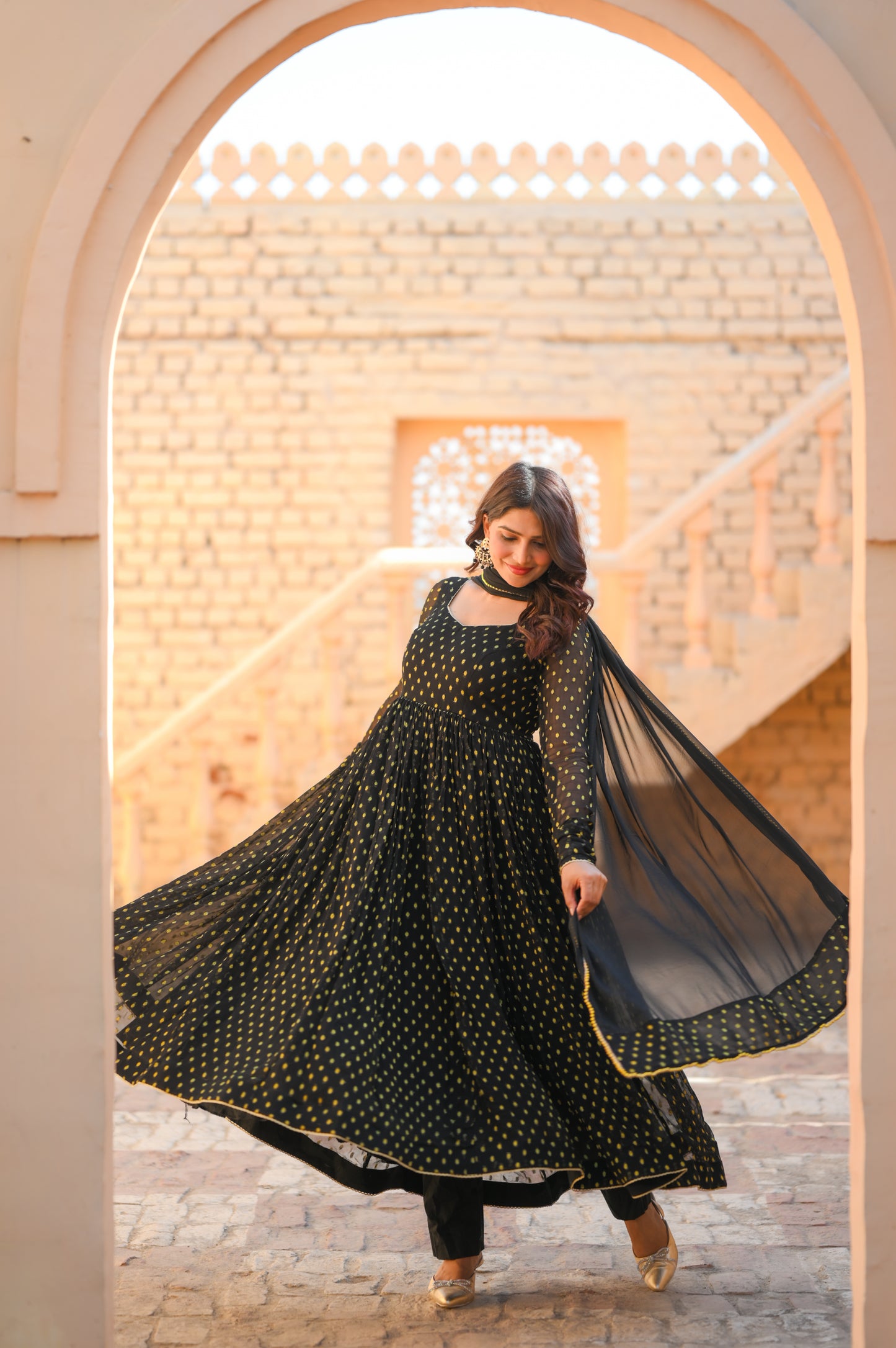 Black Butti Anarkali