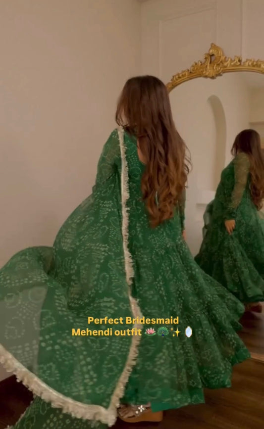 Green Bandhani Anarkali