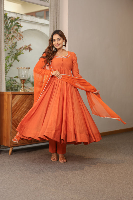 Carrot Orange Anarkali