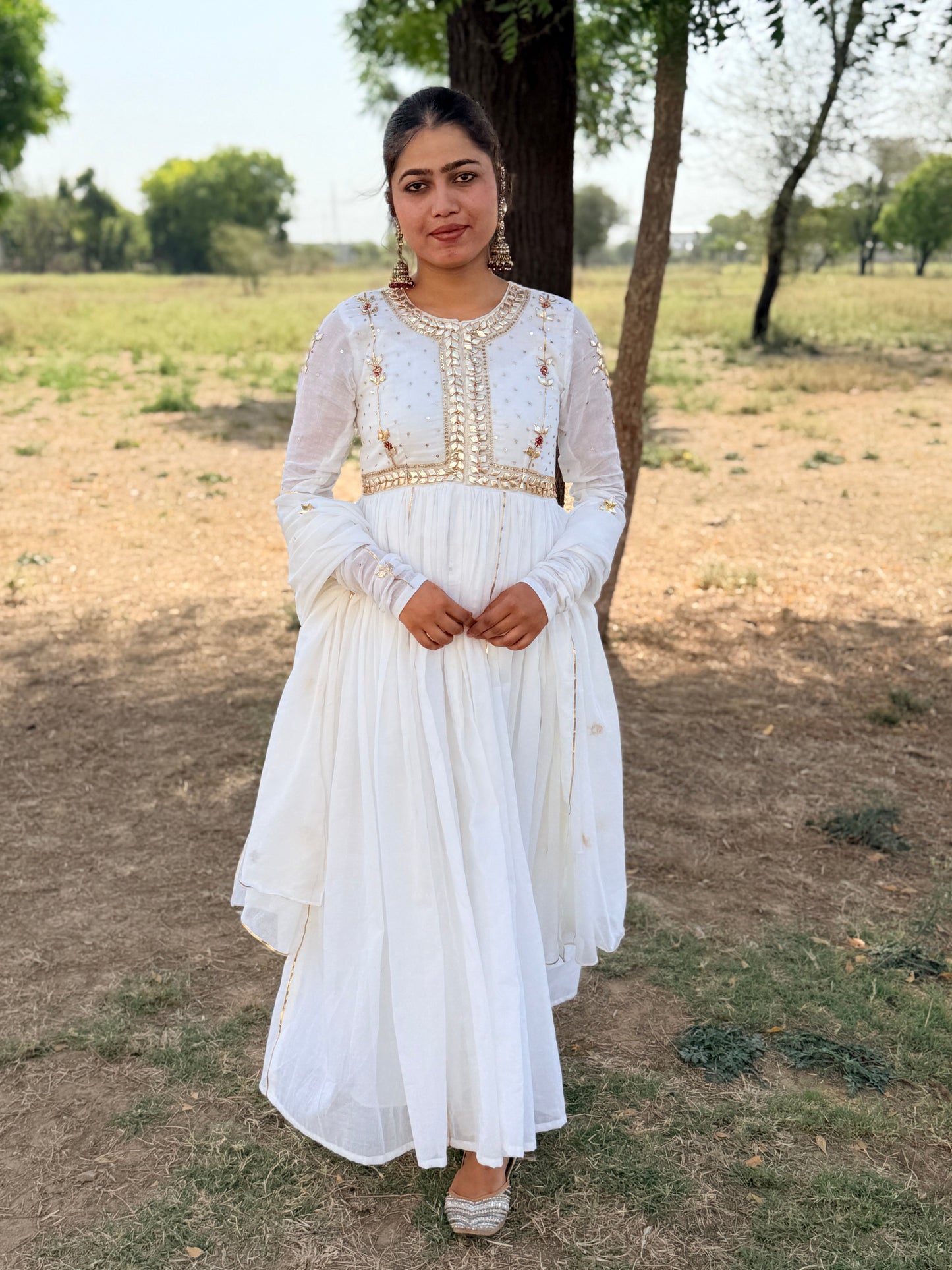 White Gota glow Anarkali