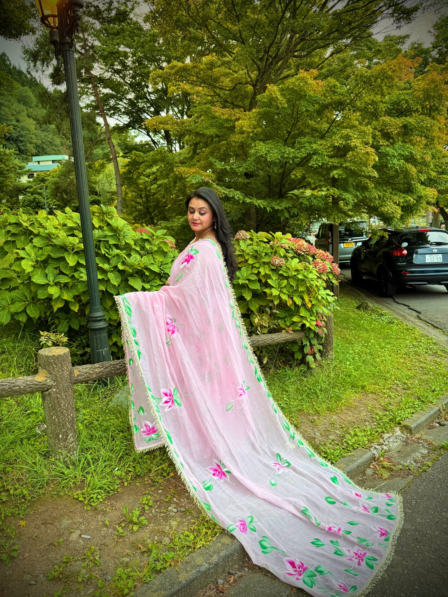 Baby pink Hand painted Anarkali