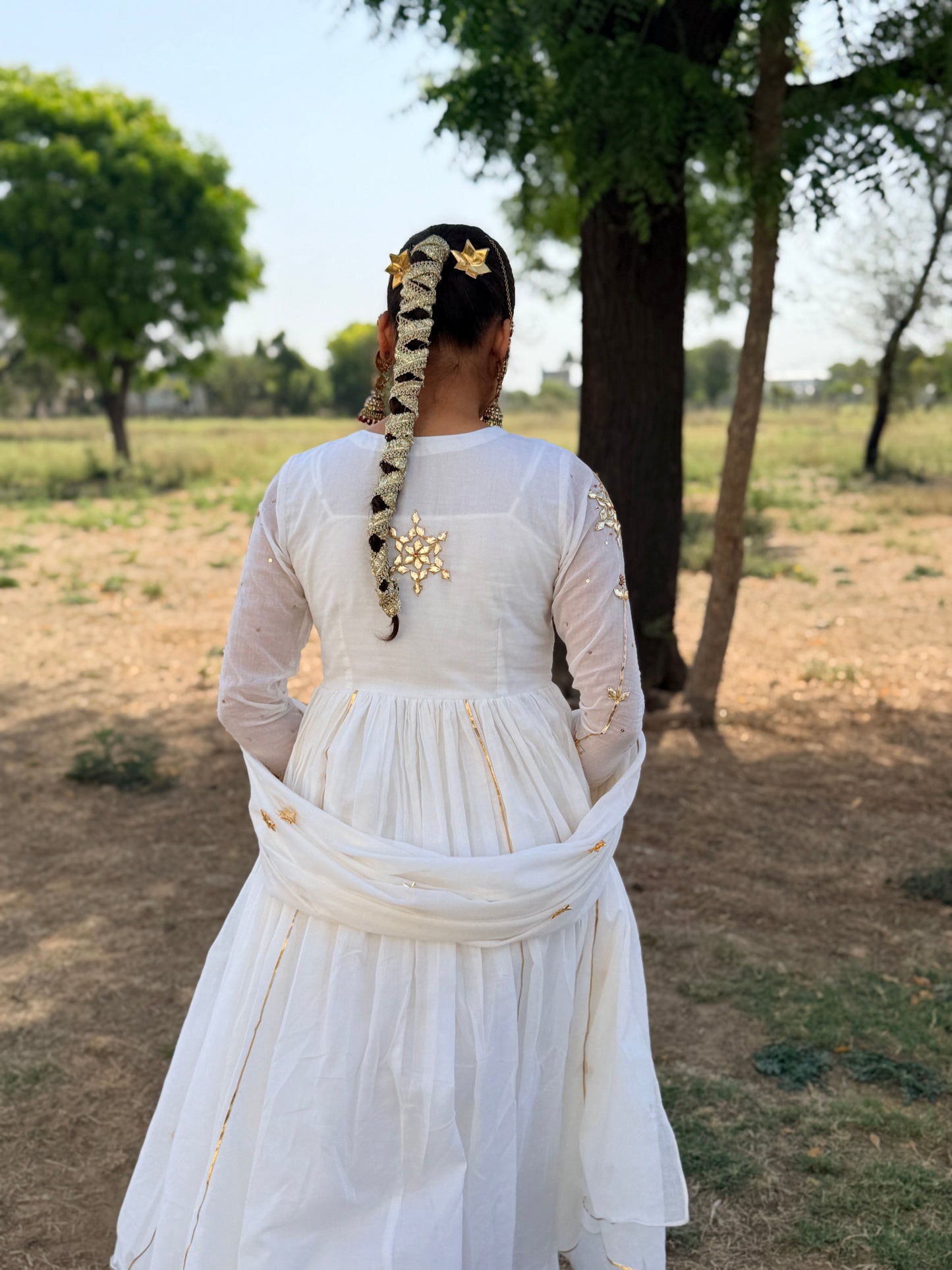 White Gota glow Anarkali