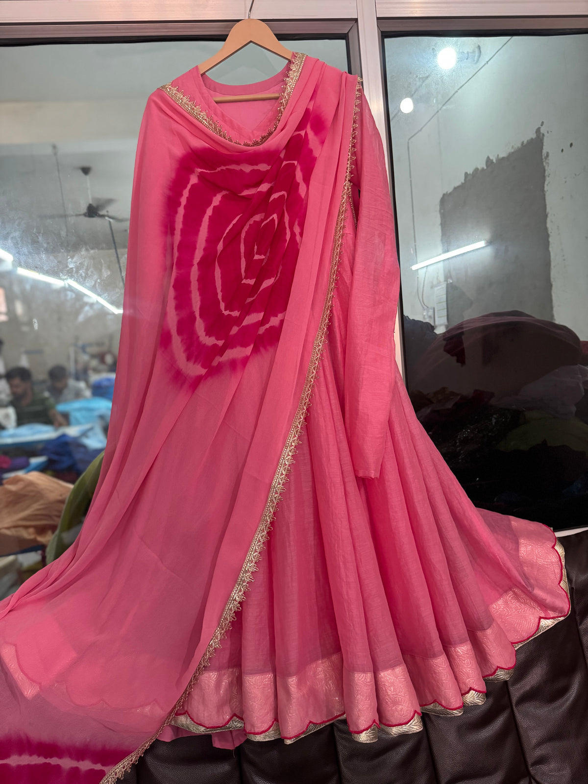 pink Tai-dye Anarkali