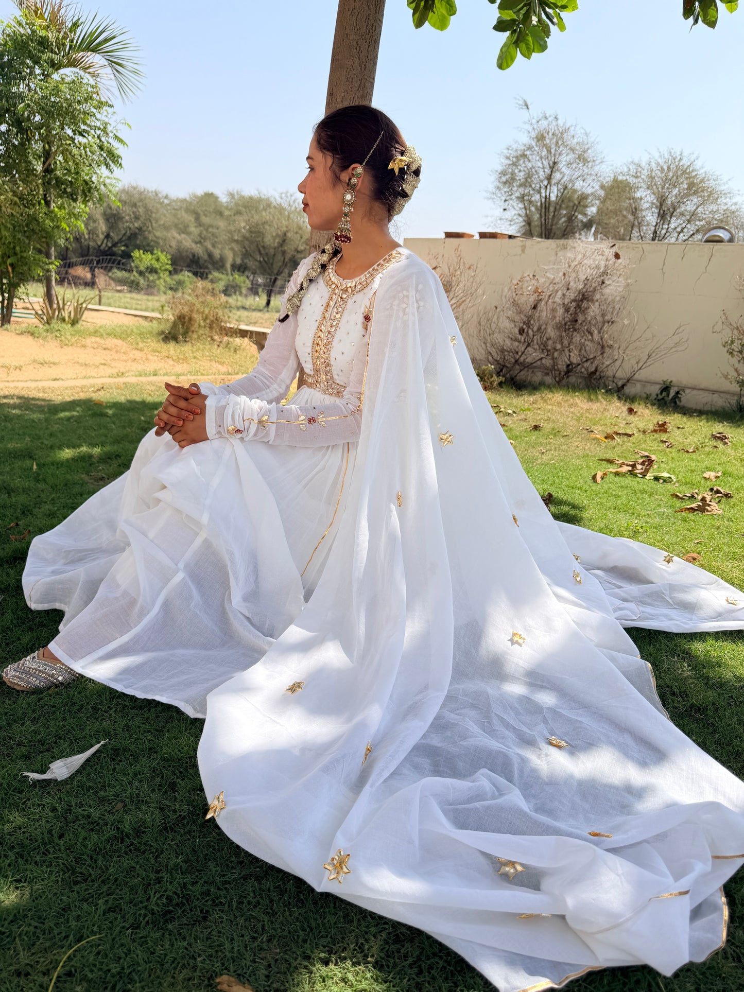 White Gota glow Anarkali