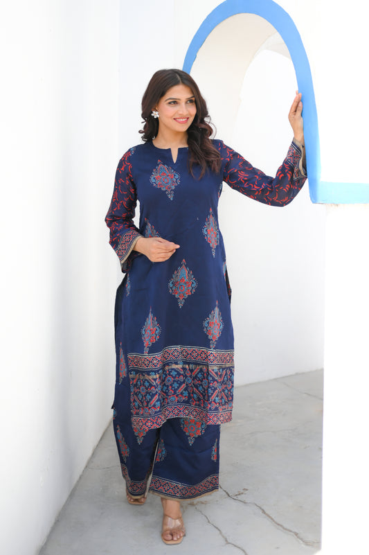 Indigo Hand Block Printed Co-Ord Set