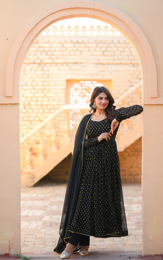 Black Butti Anarkali