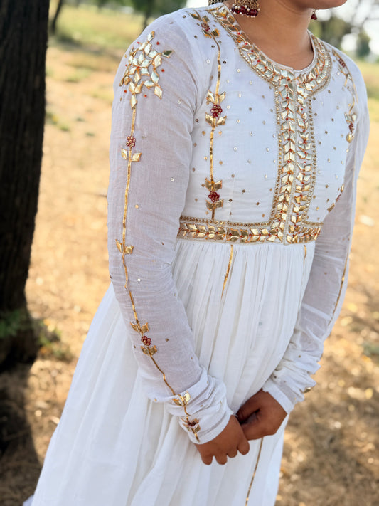White Gota glow Anarkali