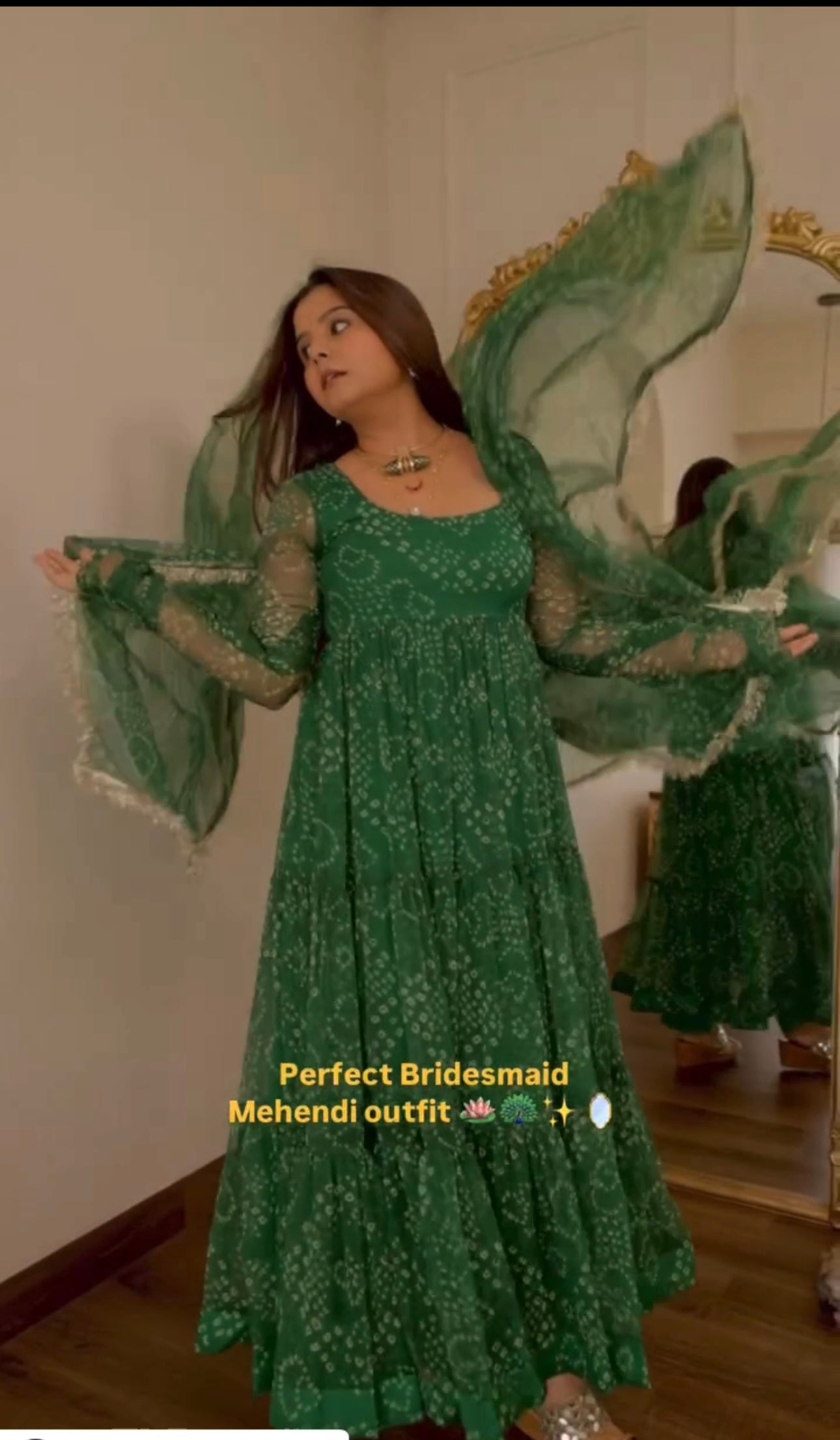 Green Bandhani Anarkali