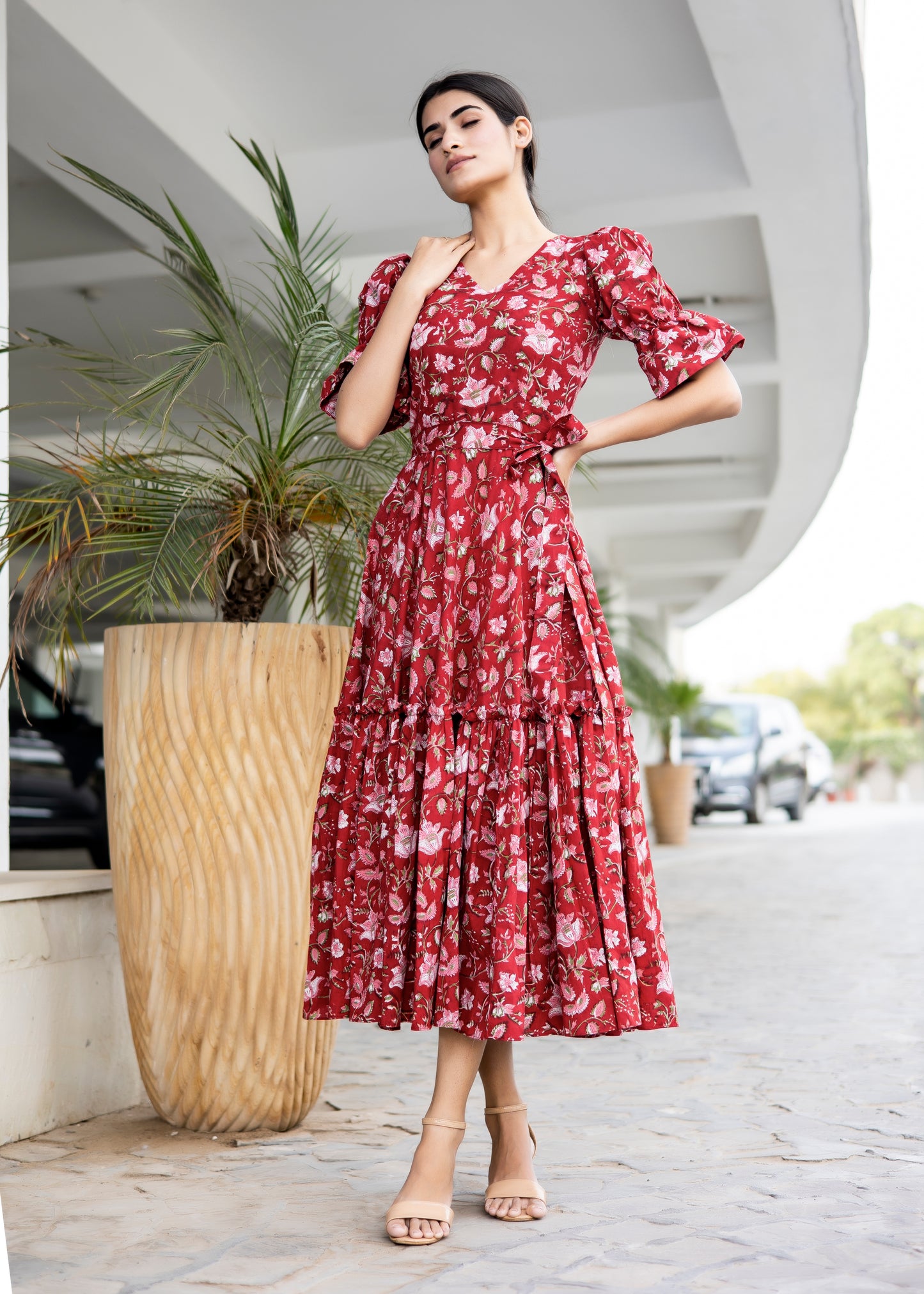 Rustic Red Handblock Dress