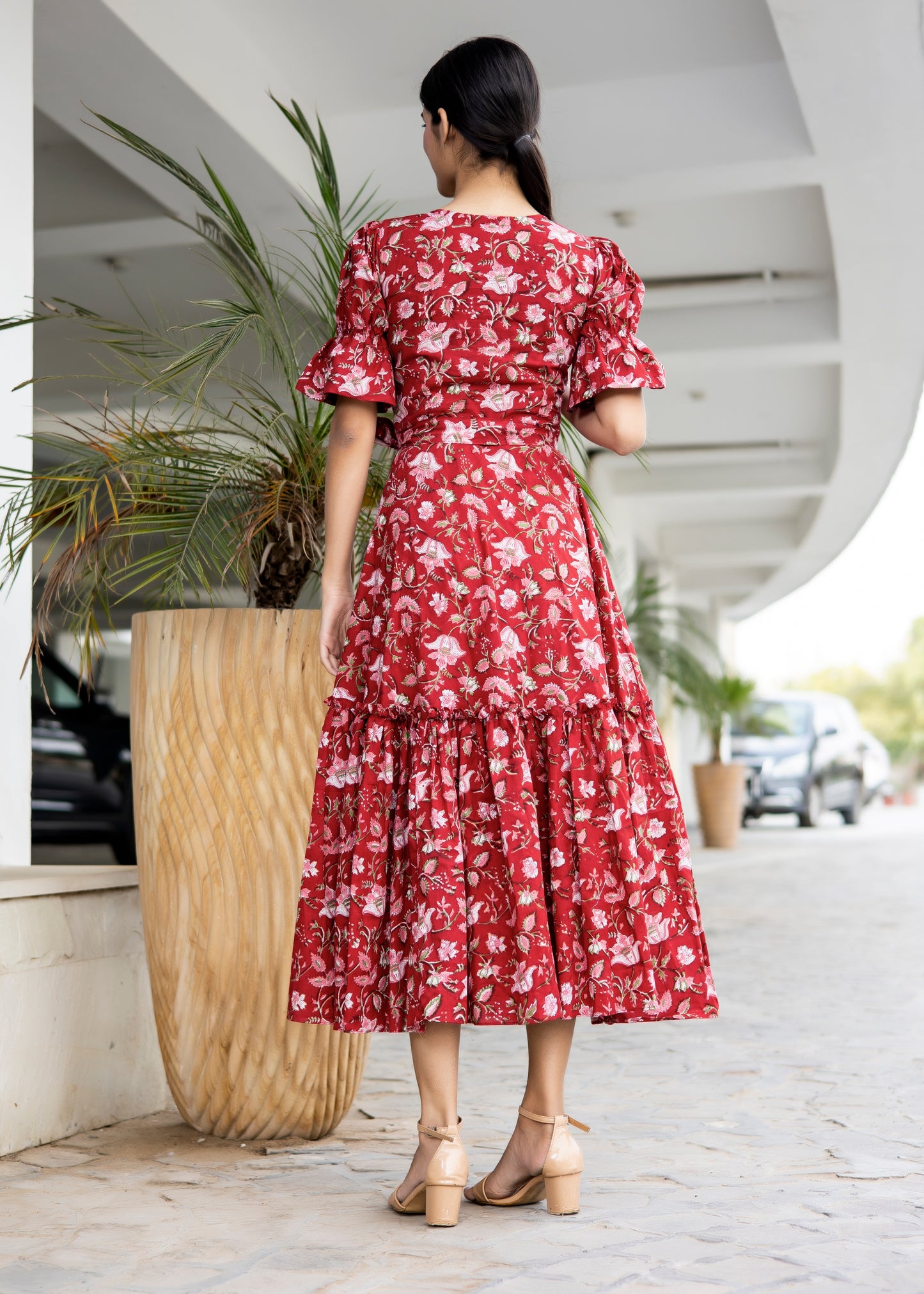 Rustic Red Handblock Dress