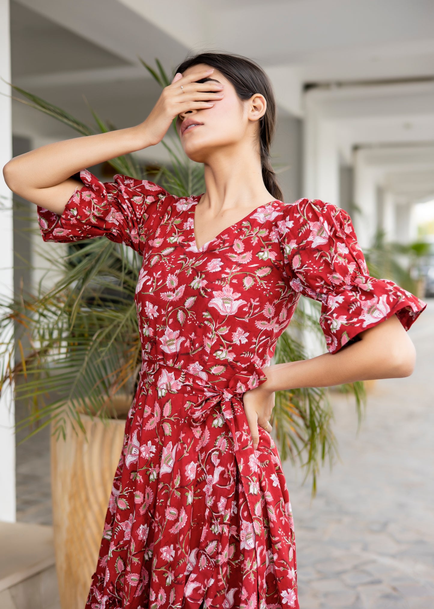 Rustic Red Handblock Dress