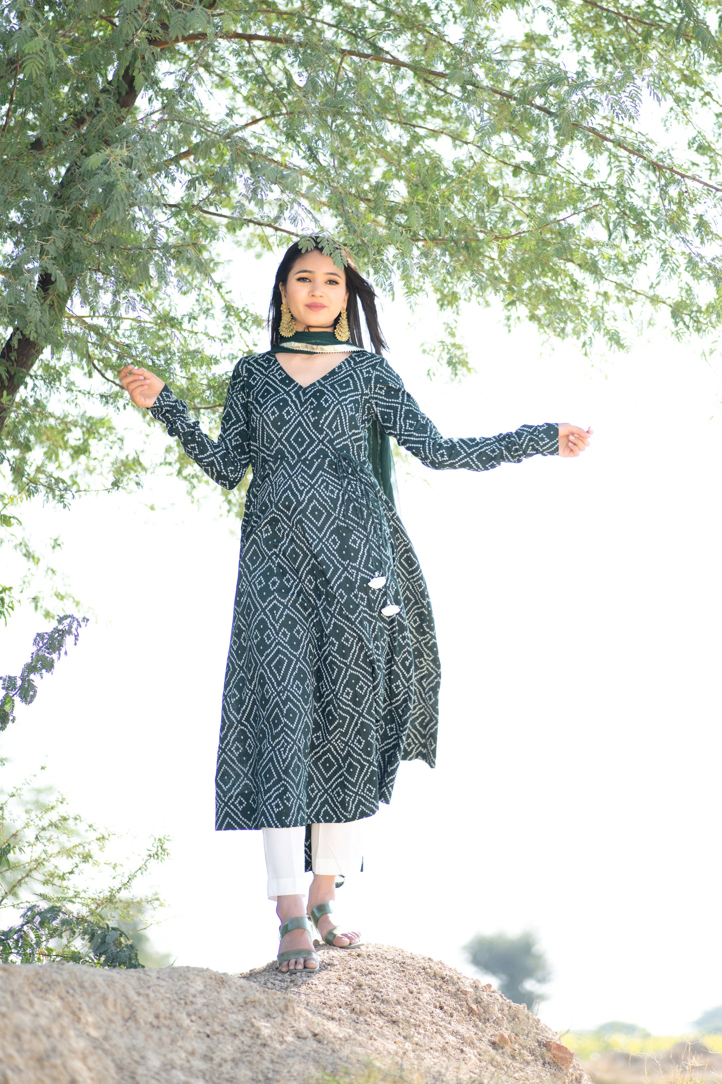 Green Bhandej Anarkali