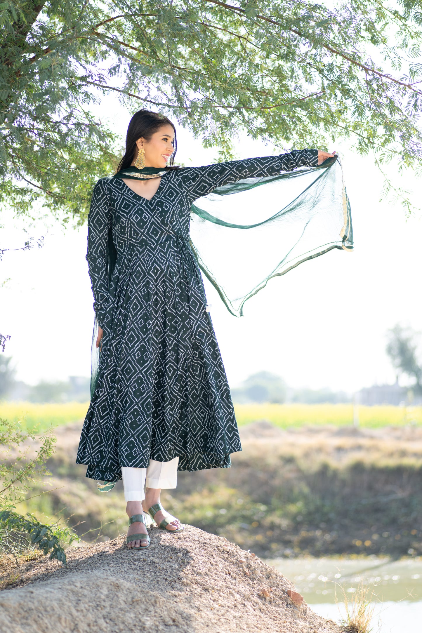 Green Bhandej Anarkali