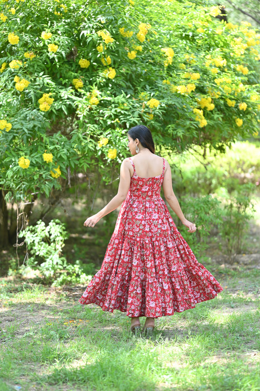 Red Handblock Dress