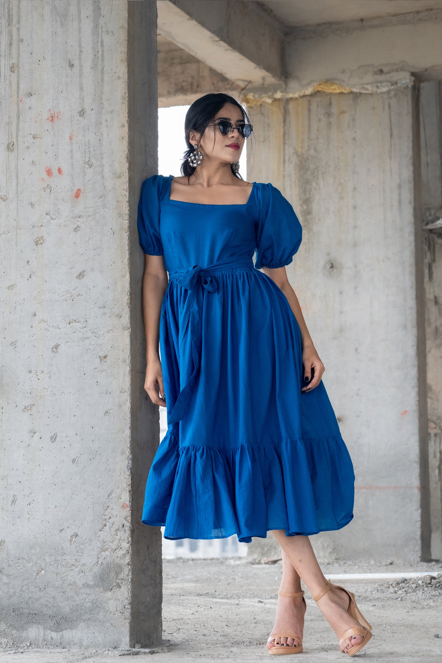 Electric Blue Cotton Dress aarita Electric Blue Cotton Dress aarita