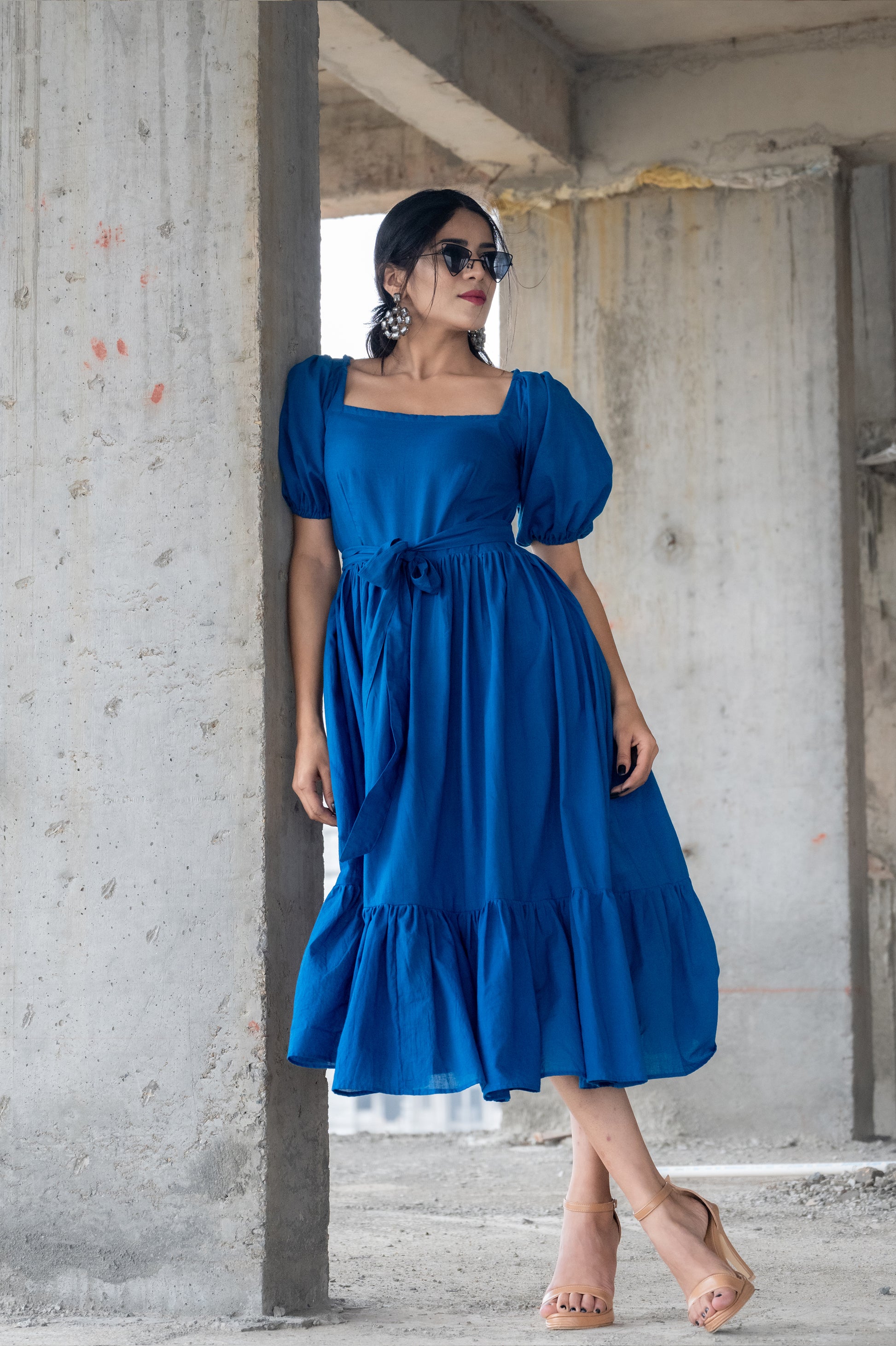 Electric Blue Cotton Dress – aarita